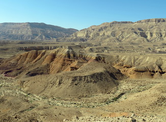 Colorful sand in the Small Crater (Makhtesh Katan) in the Negev desert, Israel
