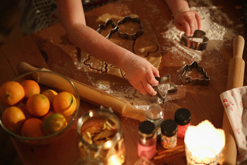 preparation of ginger biscuits with a child.