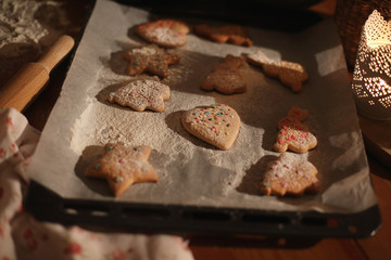 preparation of ginger biscuits with a child.