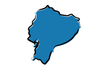 Stylized blue sketch map of Ecuador