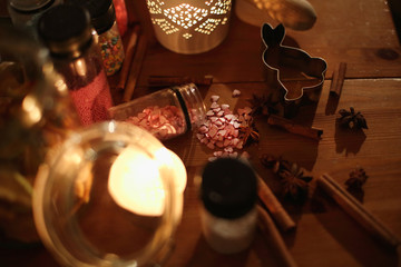 preparation of ginger biscuits with a child.