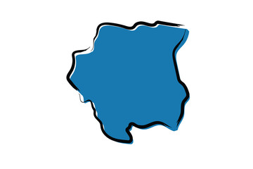 Stylized blue sketch map of Suriname