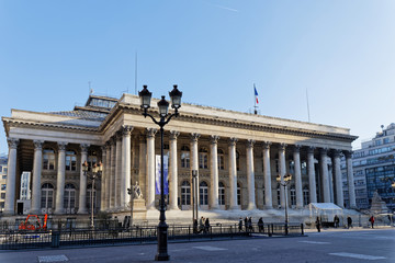 Brongniart Palace (heart of Paris Stock Exchange) in Place de la Bourse - Paris, France