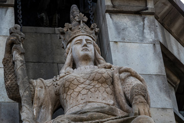 Fototapeta na wymiar Elements of the monument to Columbus in Barcelona in Spain