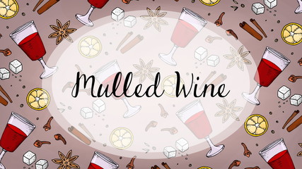 Vector Illustration of Mulled Wine Pattern Glass Sketch Style