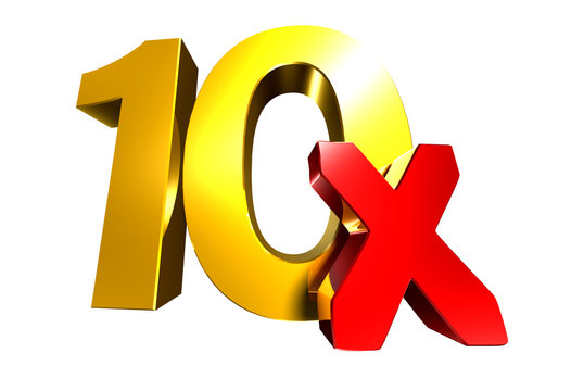 X10 3d,tenfold white background.
