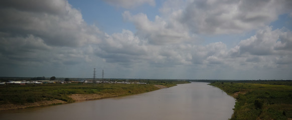 Landscape panorama view to White Volta river , Ghana