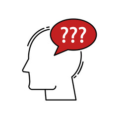 Head icon, line flat design. Vector illustration