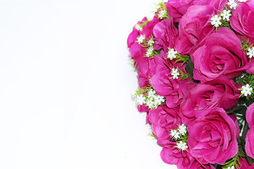 pink and white flowers border with empty space