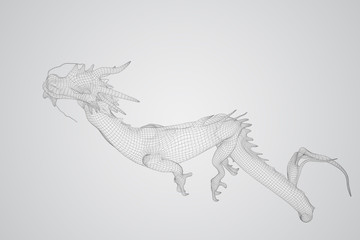 Obraz premium symbol of chinese new year. long flying dragon kite. vector 3d illustration