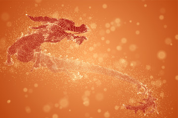 symbol of chinese new year. long flying dragon kite. vector 3d illustration