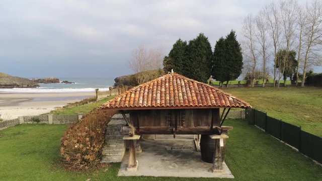 Old Horreo or traditional granary in Barro beach Llanes Asturias Spain