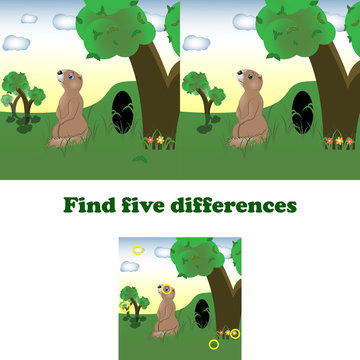 Vector Illustration Find Five Differences