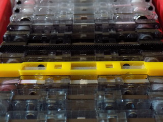 Cassettes ordenados en hilera