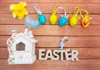 Easter decoration on garden table