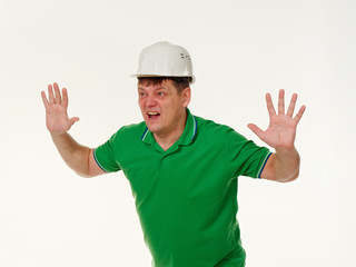 emotion man foreman on a white background