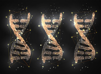 vector. part of the human dna. 3d triangular abstract style.