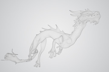 symbol of chinese new year. long flying dragon kite. vector 3d illustration