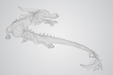 symbol of chinese new year. long flying dragon kite. vector 3d illustration