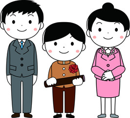 Cute Young Parent and child in the graduation ceremony