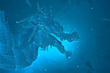 symbol of chinese new year. long flying dragon kite. vector 3d illustration