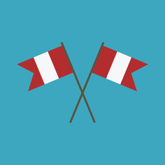 Peru flag icon in flat design. Independence day or National day holiday concept.