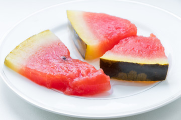 Salted watermelon, traditional dish of Russian and other Eastern European cuisines