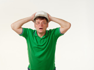 Fototapeta premium emotion man foreman on a white background