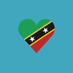 Saint Kitts and Nevis flag icon in a heart shape in flat design. Independence day or National day holiday concept.