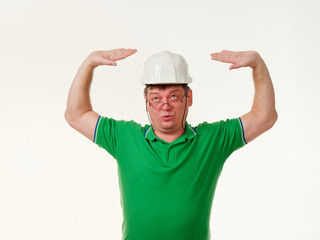 emotion man foreman on a white background