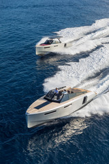 luxury motor boat, aerial view 