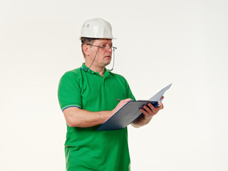 emotion man foreman on a white background