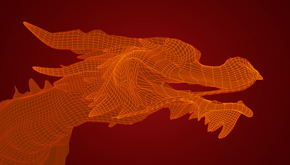 symbol of chinese new year. long flying dragon kite. vector 3d illustration