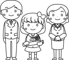 Parent and child in the graduation ceremony outline