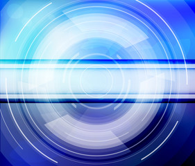 Abstract technology concept background, blue shining circle tunnel. 