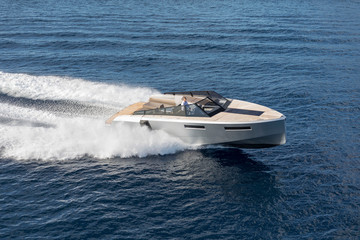 luxury motor boat, aerial view 