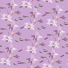 Flowers Magnolia spring watercolor. Seamless pattern. Vector illustration.