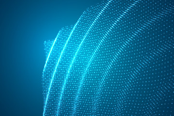 Naklejka premium vector 3d background. wave of points. geometric dance