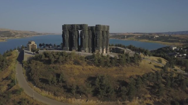 Monument in Georgia, aerial 4k