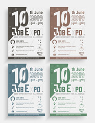 Business event flyer template, brochure or corporate banner. Job Expo 2019.

