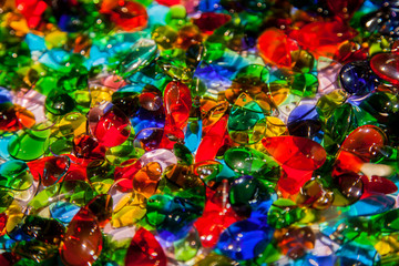 Fototapeta na wymiar Beautiful colorful crystal, glass and precious stones, Glass colored stones