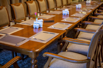 restaurant interior table set for meal
