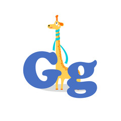Alphabet for children, letter G, giraffe, vector illustration.