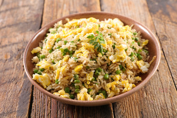 rice, egg and pea