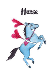 Watercolor horse circus illustration isolated hand drawn