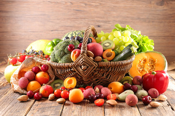 basket with fruit and vegetable