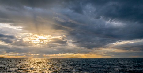 view of the sea and the sky.  storm clouds over the ocean. 