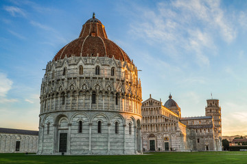 Fototapeta premium Square of Miracles, Pisa, Italy. Leaning tower. Piazza dei Miracoli. Torre pendente di Pisa