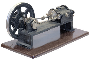 Retro model of the steam engine. Isolated on white background