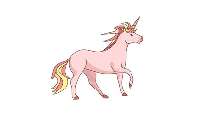 Unicorn color icon art. Trend art. Fantasy fairy mascot (unicorn design silhouette)